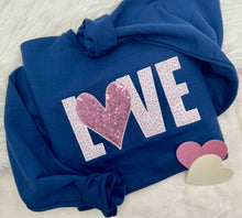 Load image into Gallery viewer, Lš©·VE Sequin Heart Crewneck Pullover