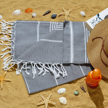 Load image into Gallery viewer, Beach Towel, Oversized, Quick-Dry: Grey Blue