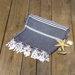 Beach Towel, Oversized, Quick-Dry: Grey Blue
