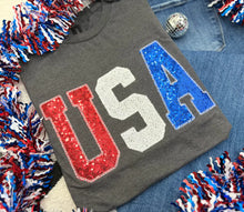 Load image into Gallery viewer, Varsity USA Sequin Tee

