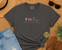 Load image into Gallery viewer, Stars, Stripes &amp; Summertime Embroidered Tee
