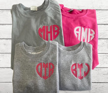 Load image into Gallery viewer, Heart Shaped Monogram Crew YOUTH
