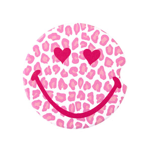 PINK LEOPARD SMILEY CAR COASTER