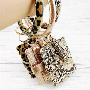 Bridgette Bangle Keychain with Card Holder-Silver