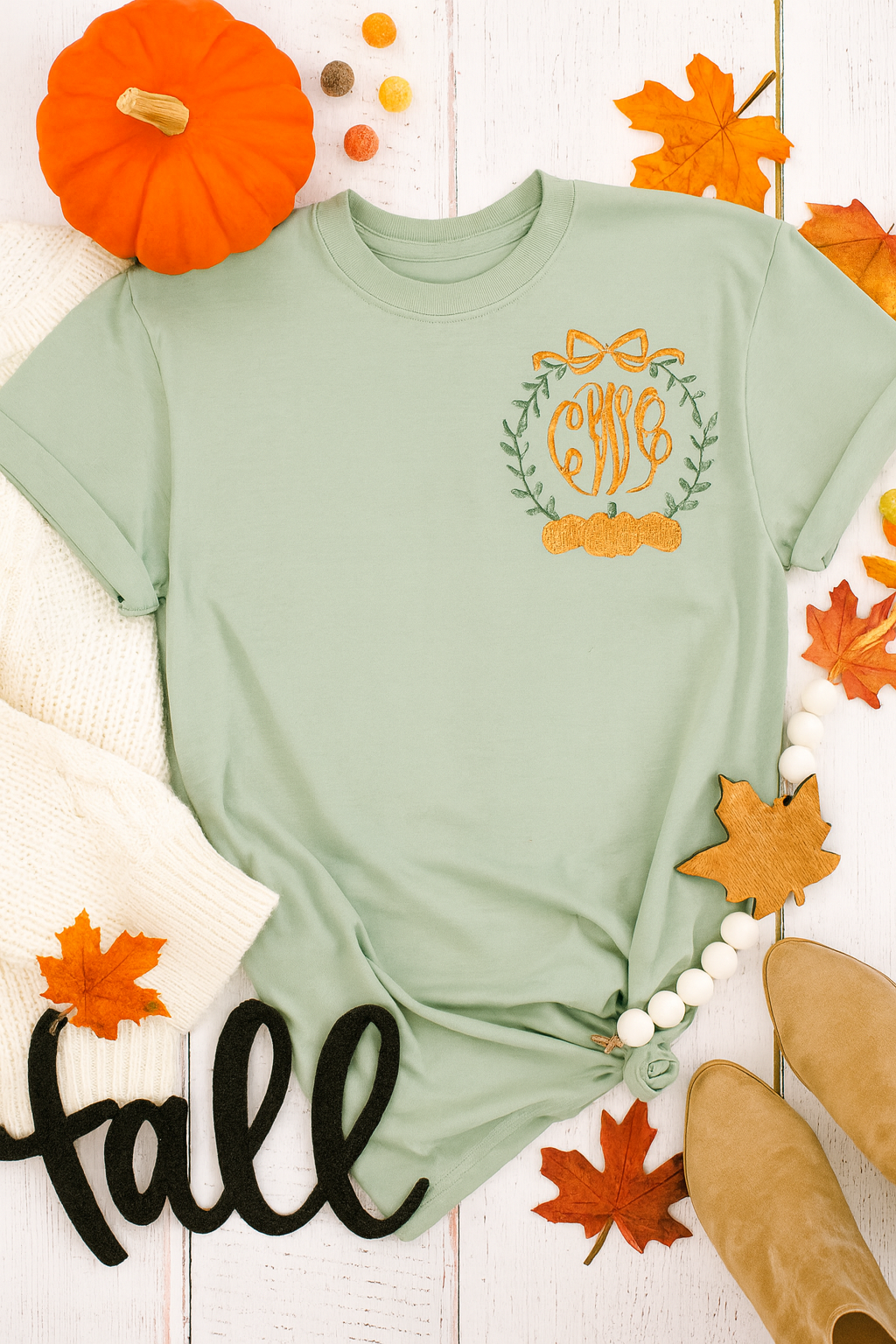 Pumpkin Wreath Monogram Tee