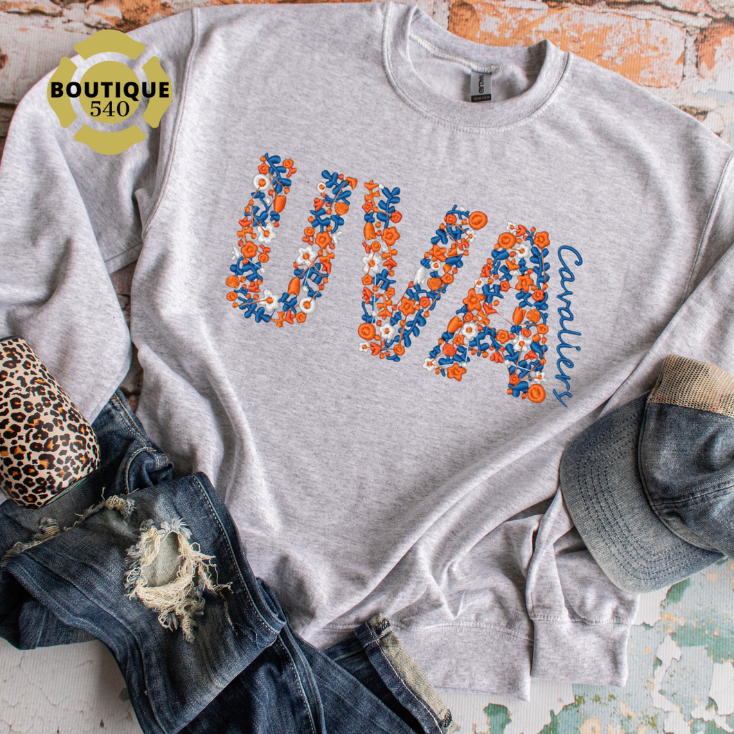 Cavs Floral Embroidered Crewneck