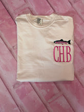 Load image into Gallery viewer, Pocket Embroidered Trout Monogram
