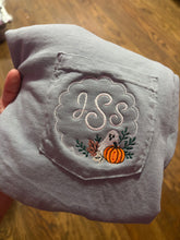 Load image into Gallery viewer, Fall Floral Monogram Pocket Tee 🎃🍂
