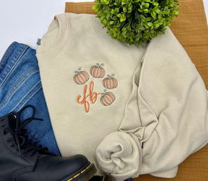 Dainty Pumpkin Monogram Crewneck