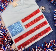 Load image into Gallery viewer, Sequin Flag Embroidered Tee
