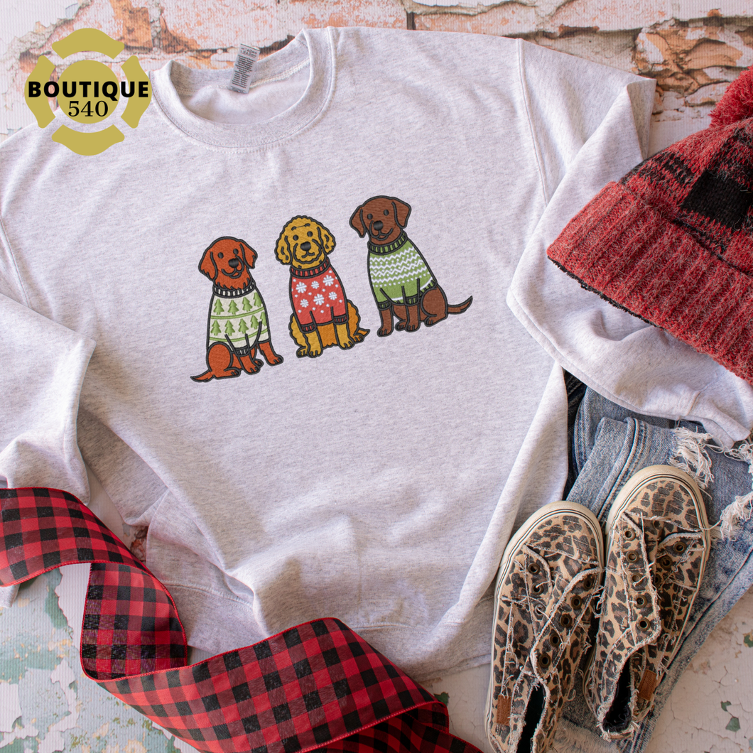 Merry Pups Embroidered Crewneck