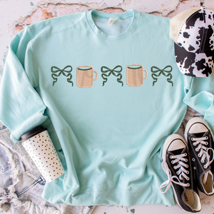Bows & Coffee Embroidered Crewneck ☕🎀🍂