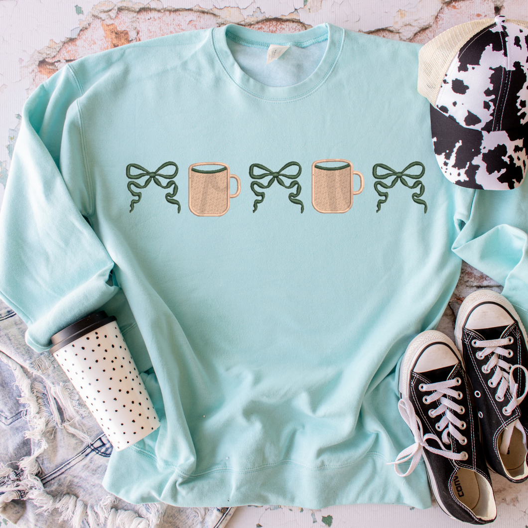 Bows & Coffee Embroidered Crewneck ☕🎀🍂