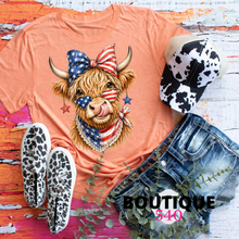 Load image into Gallery viewer, Patriotic Highland Cow Tee 🇺🇸🐮
