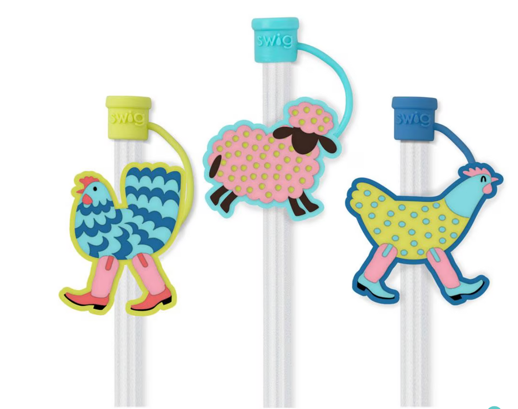 Funky Chicken Straw Topper Set