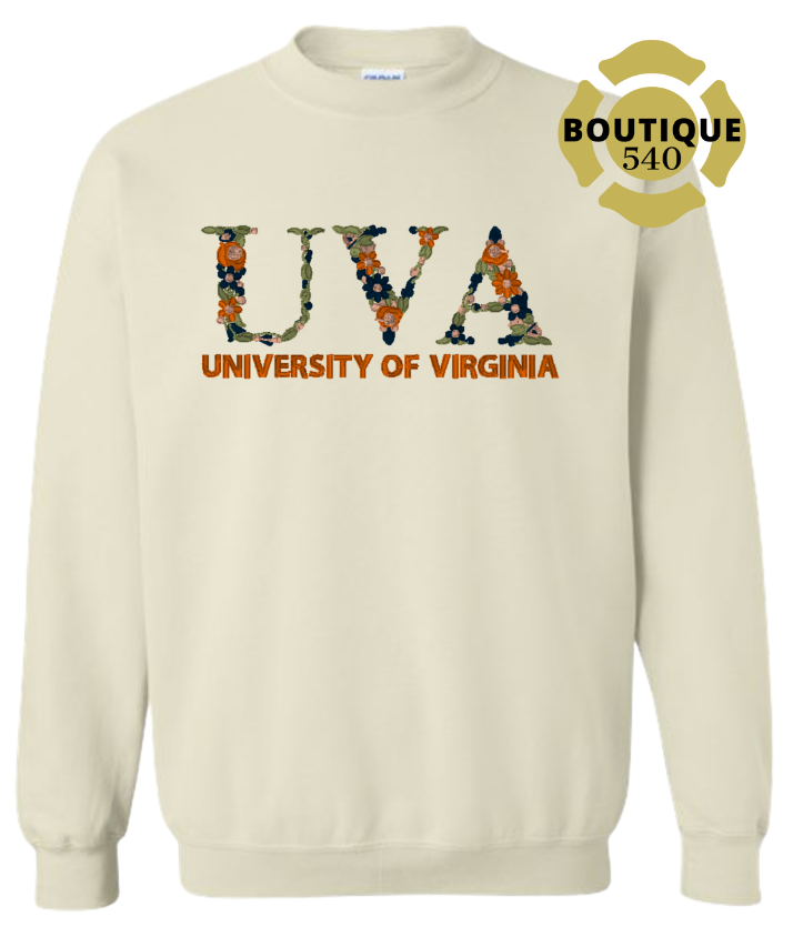UVA Floral Embroidered Crewneck Sweatshirt