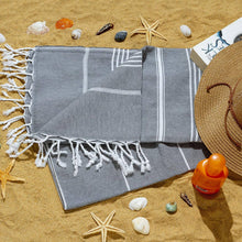 Load image into Gallery viewer, Beach Towel, Oversized, Quick-Dry: Grey Blue
