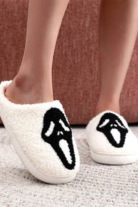 Halloween Ghost Fleece Slipper ZK1955: Black / 8.5