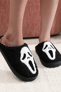 Halloween Ghost Fleece Slipper ZK1955: Black / 9.5