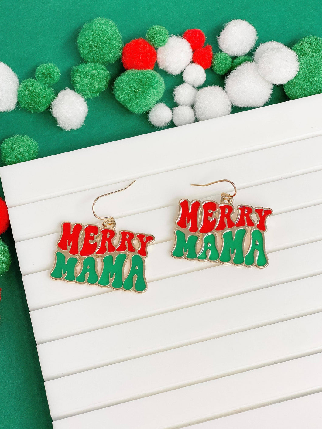 Merry Mama Enamel Dangle Earrings