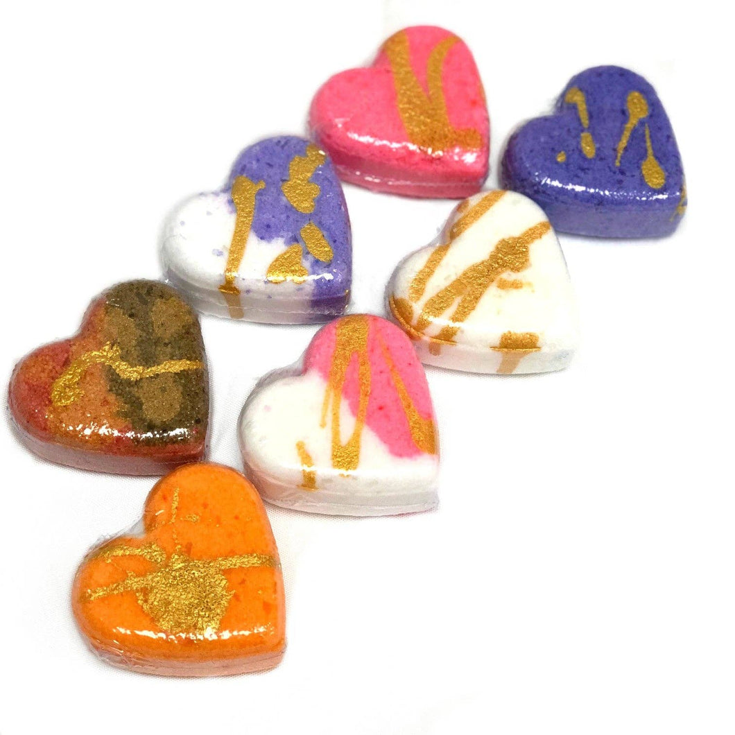 Heart Bath Bombs with Gold Paint